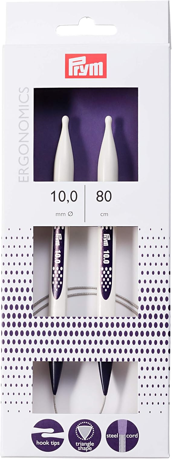 Prym Circular Knitting Pins/Needles, Ergonomic Design, 10mm x 80cm