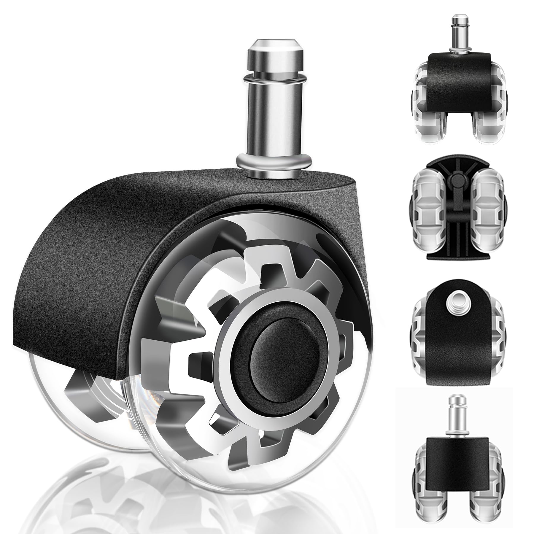 Office Chair Casters 10 x 22 mm, 5 x Office Chair Casters, 360 Degrees, Scratch-Free Rotation, for Parquet, Carpet, Laminate and Tiles, Quiet, Safe, Durable