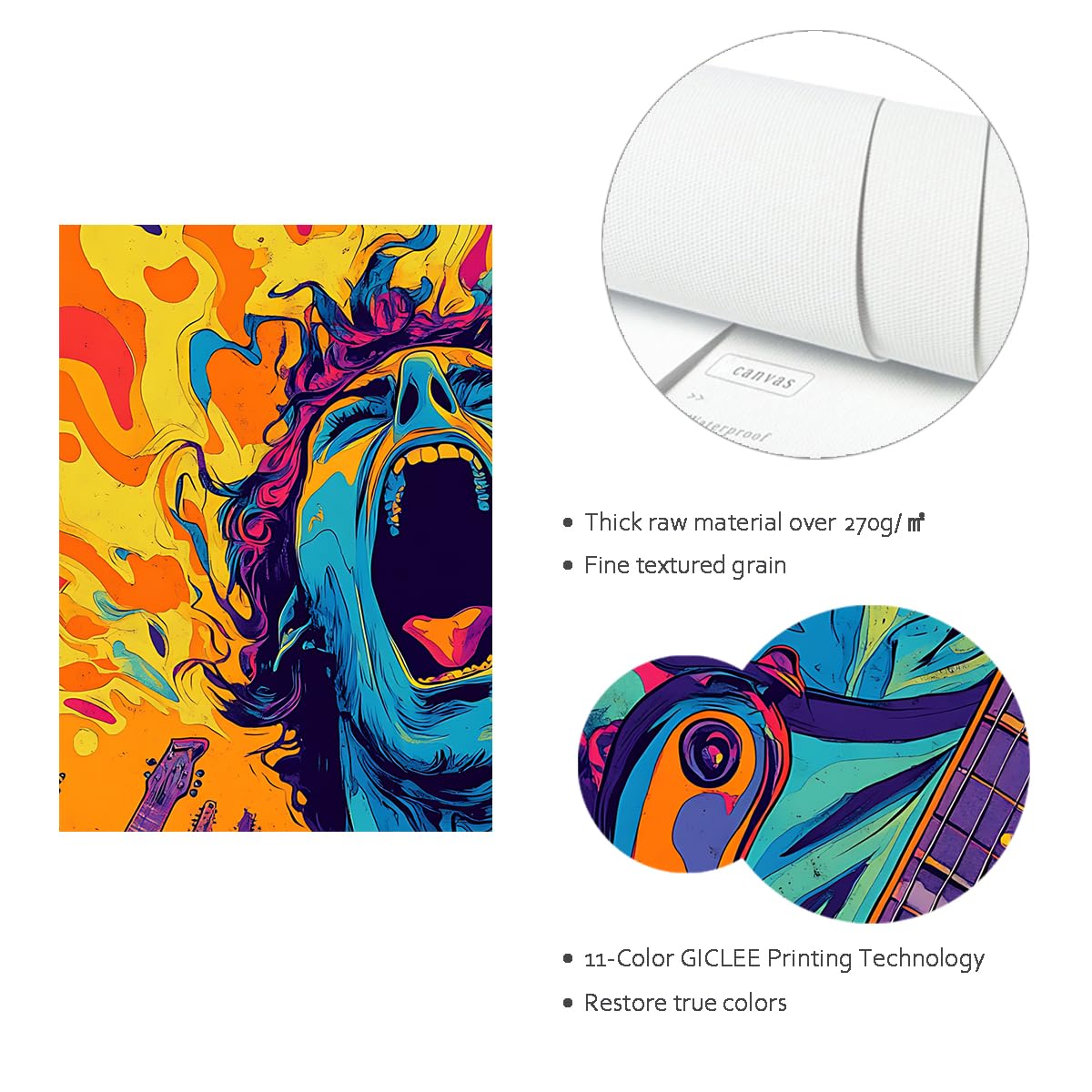YUNART Musica retrò su tela Arte da parete Astratta cantante Uomo Decorazione murale Poster musicale per camera da letto Studio Estetica della stanza 65x100cm Telaio interno