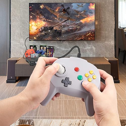 Miniatura 3 de KIWITATA Retro N64 Mini Controller, Mini N64 Wired Remote Game Pad Upgraded Joystick Controller for Classic N64 Video Console (Gray)