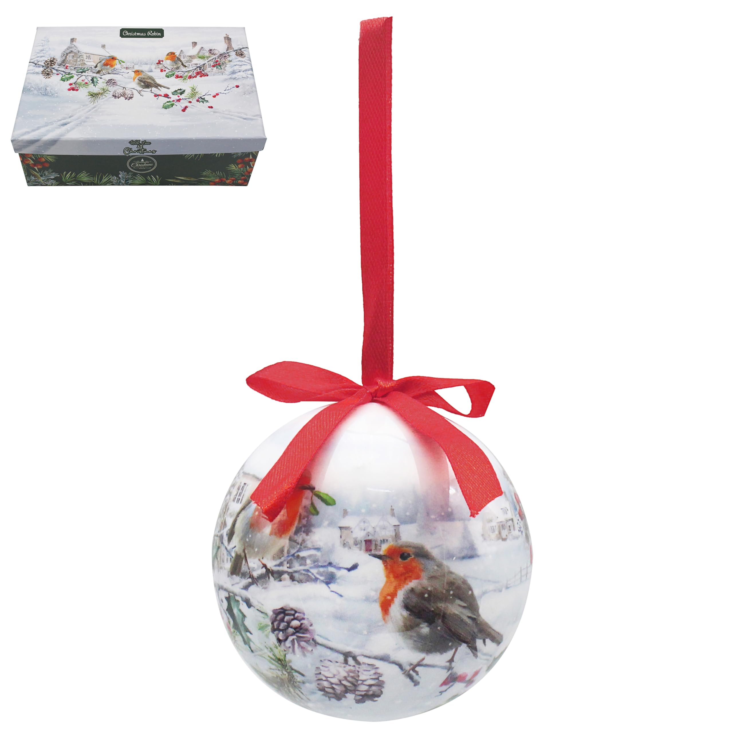 The Leonardo Collection Women's Christmas Robins Baubles S6 Figurines & Ornaments For Home & Office | Decorative Home Accessories Statues For Indoor & Outdoor | Lovely Gifts For & Men
