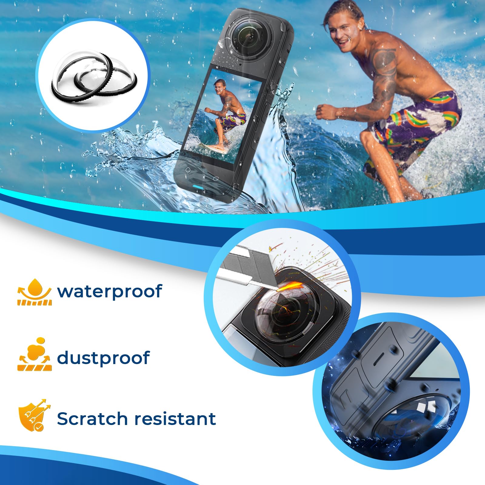 Semaiki Protezione obiettivo con pellicola protettiva per display per Insta 360 X4 9H antigraffio pellicola protettiva in vetro temperato per Insta 360 X4 accessori
