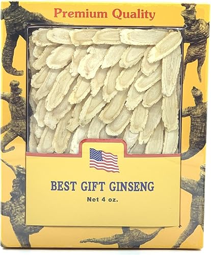 Grado A+ Seleccionado a mano Ginseng Americano Slice Caja mediana de 4 oz