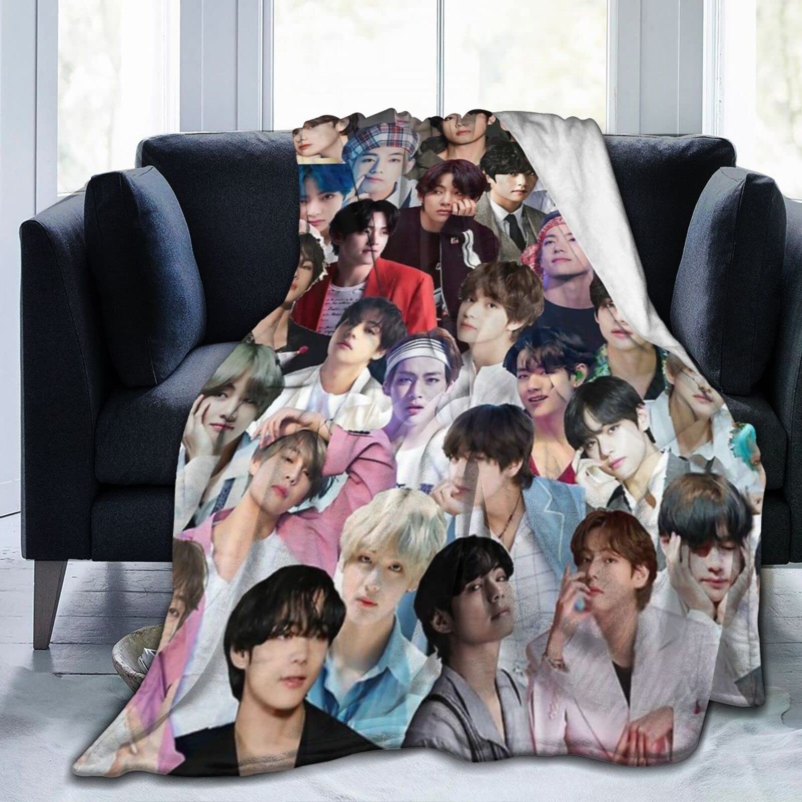 YINGD Blanket Kim Actor Taehyung Super Soft Flannel Fleece Lightweight Throw Blankets Air Conditioning Blanket Couch Sofa Bedroom For Kids Adults