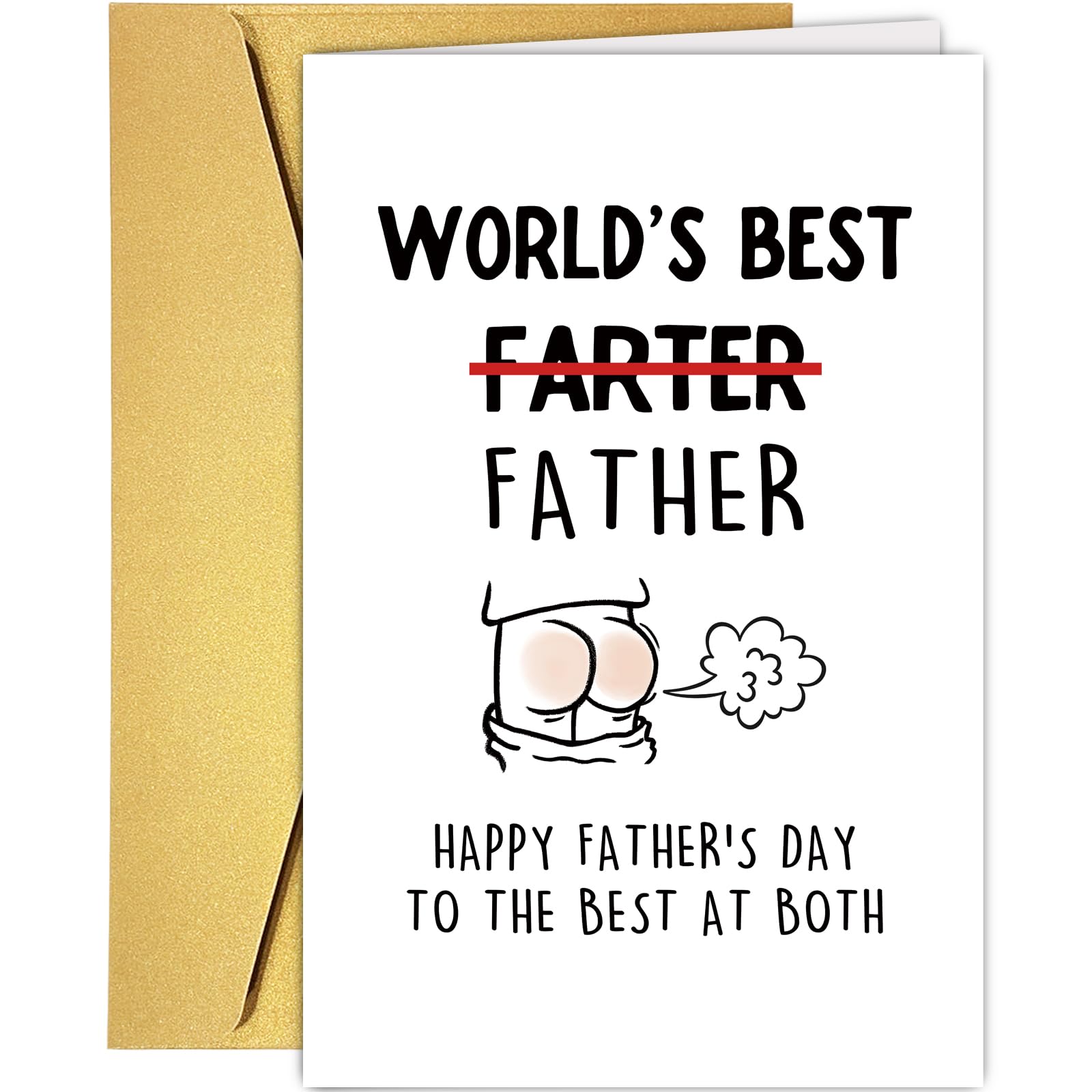 Supoeguk Hilarious Fart Father's Day Card, Humorous Fathers Day Card, Happy Father's Day to The World's Best Father and Farter