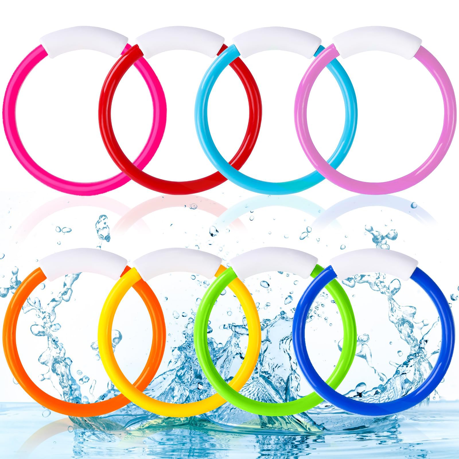 Xndryan Diving Pool Toys, Swimming Pool Diving Toys 8PCS Dive Rings Swim Sinkiers Set Fun Pool Diving Training Toys