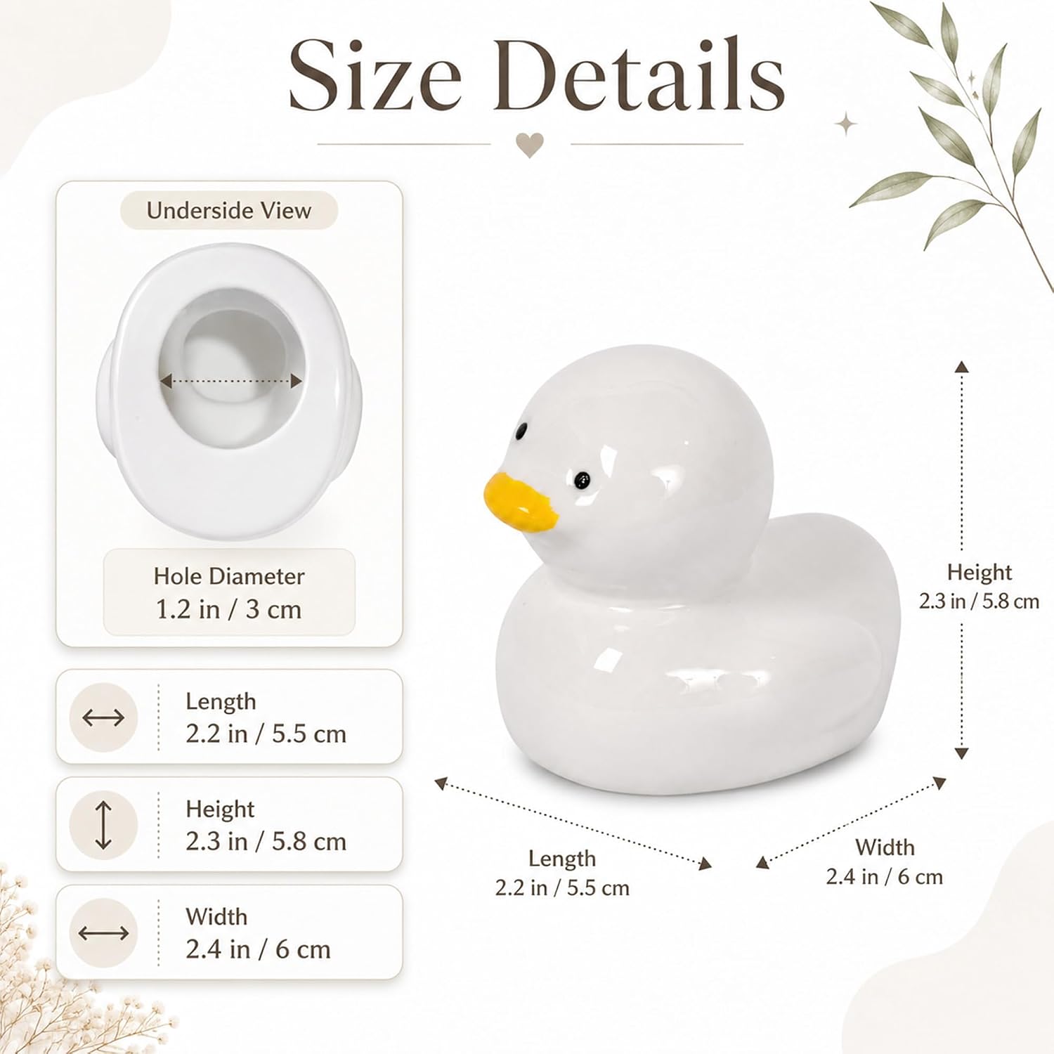 White Duck Toilet Floor Bolt Caps, Ceramic Toilet Bolt Covers image 2