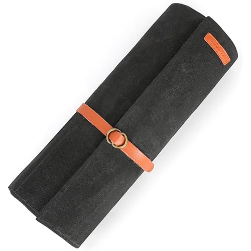 Manjushri Chef Knife 9 Pocket Canvas Roll Bag with Genuiene Leather Belt.