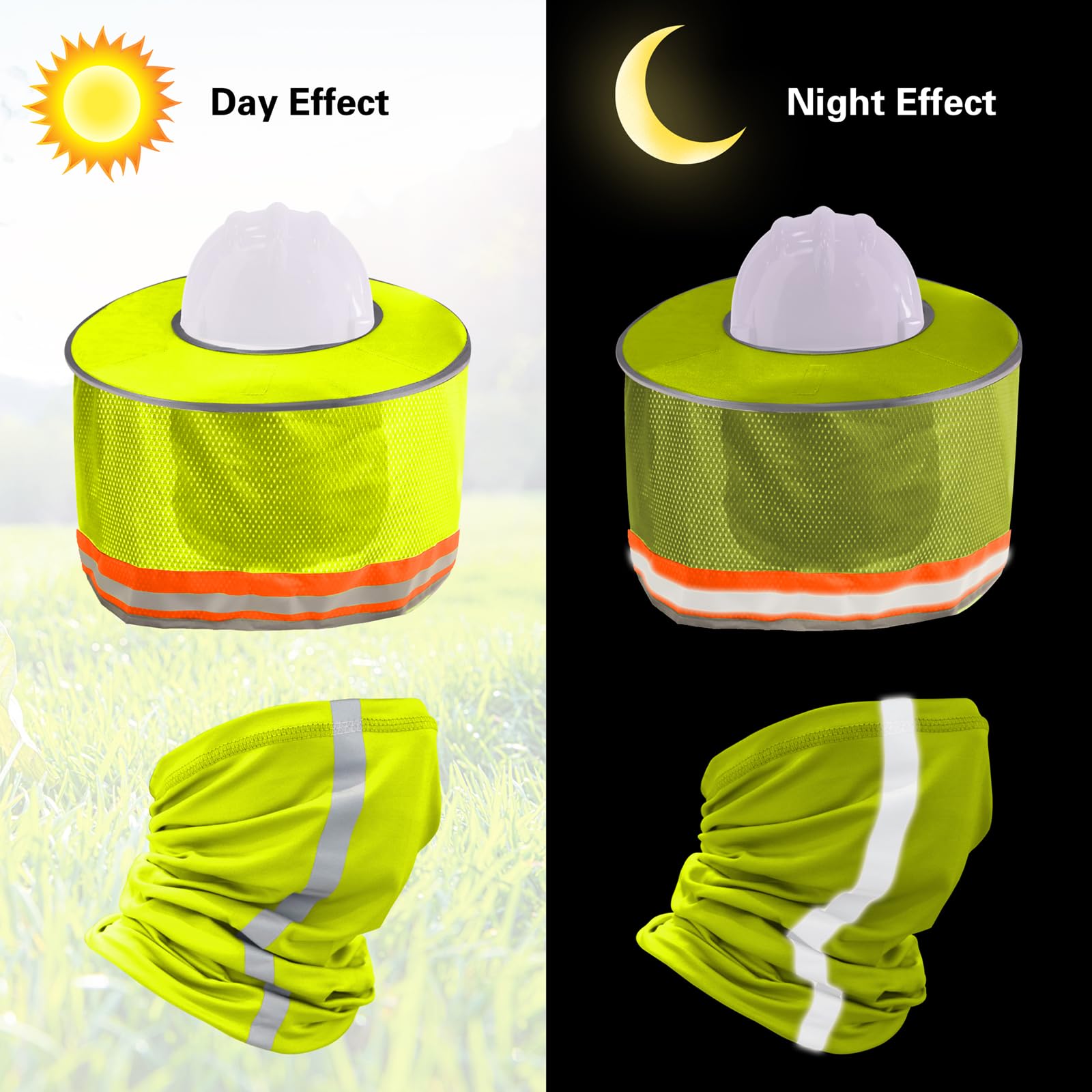JOINSI 4-Pack Hard Hat Sun Shade & Neck Gaiter Set - Full Brim Mesh Visor With Reflective Strip For Outdoor Work - View #7