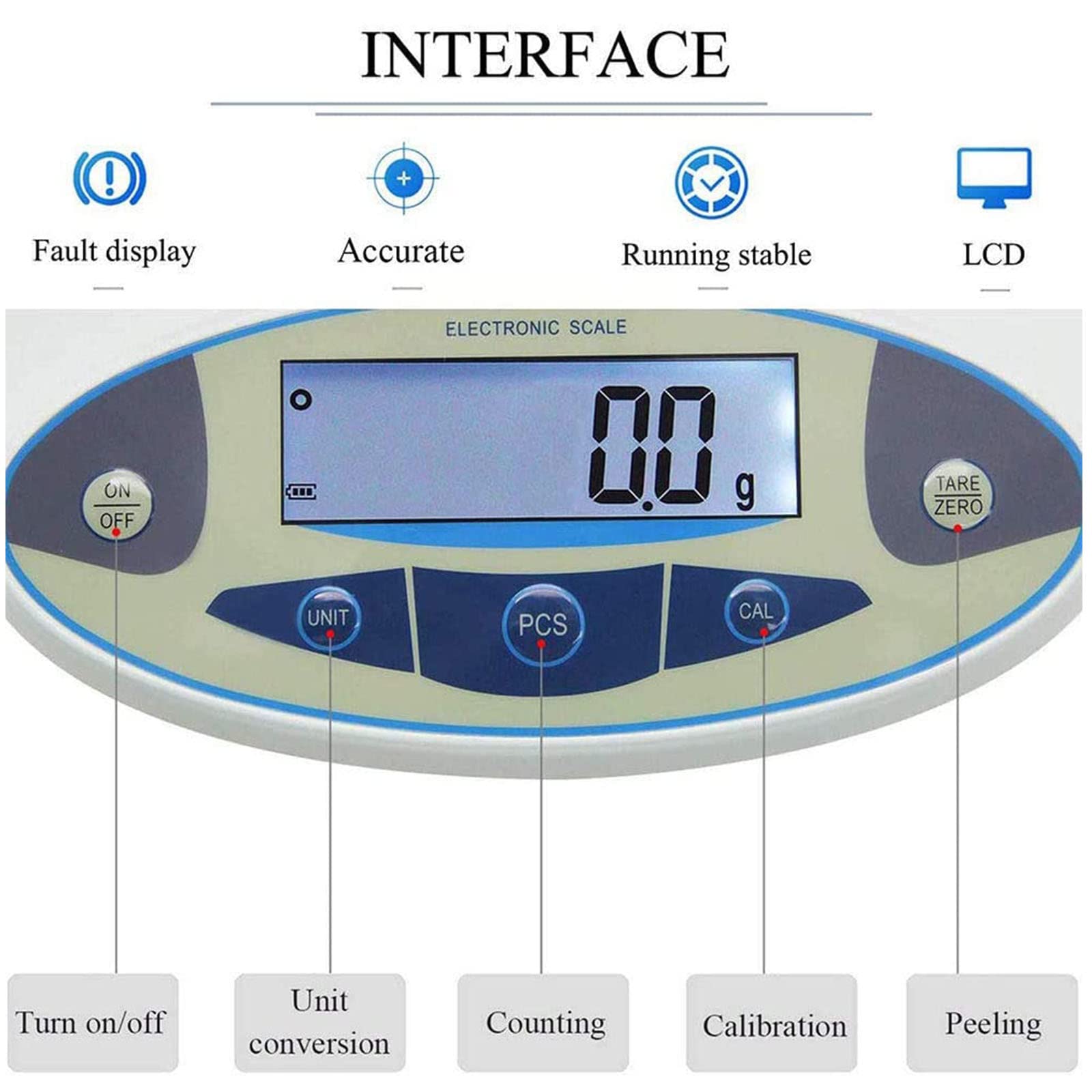 Bilancia Digitale da Laboratorio 30 kg x 0,1 g, Bilancia Elettronica analitica di precisione, Bilancia Industriale da Cucina per Gioielli, Bilancia per pesatura