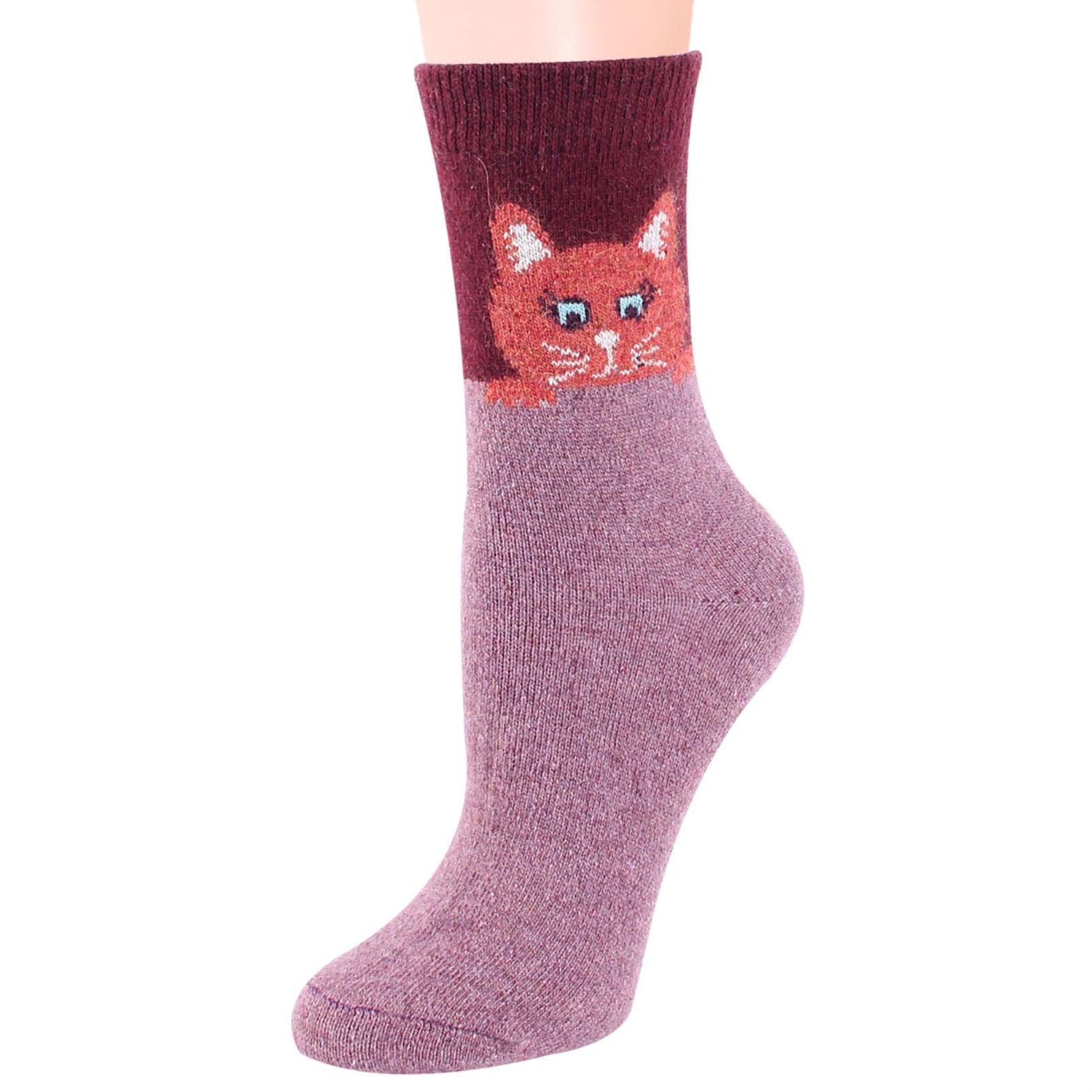 Calzini 12 Paia di Calze da Donna Invernale, Calzini retrò per Gatti Calzini Caldi, Fitti E Comodi Calzini Casual Casuali A Maglia