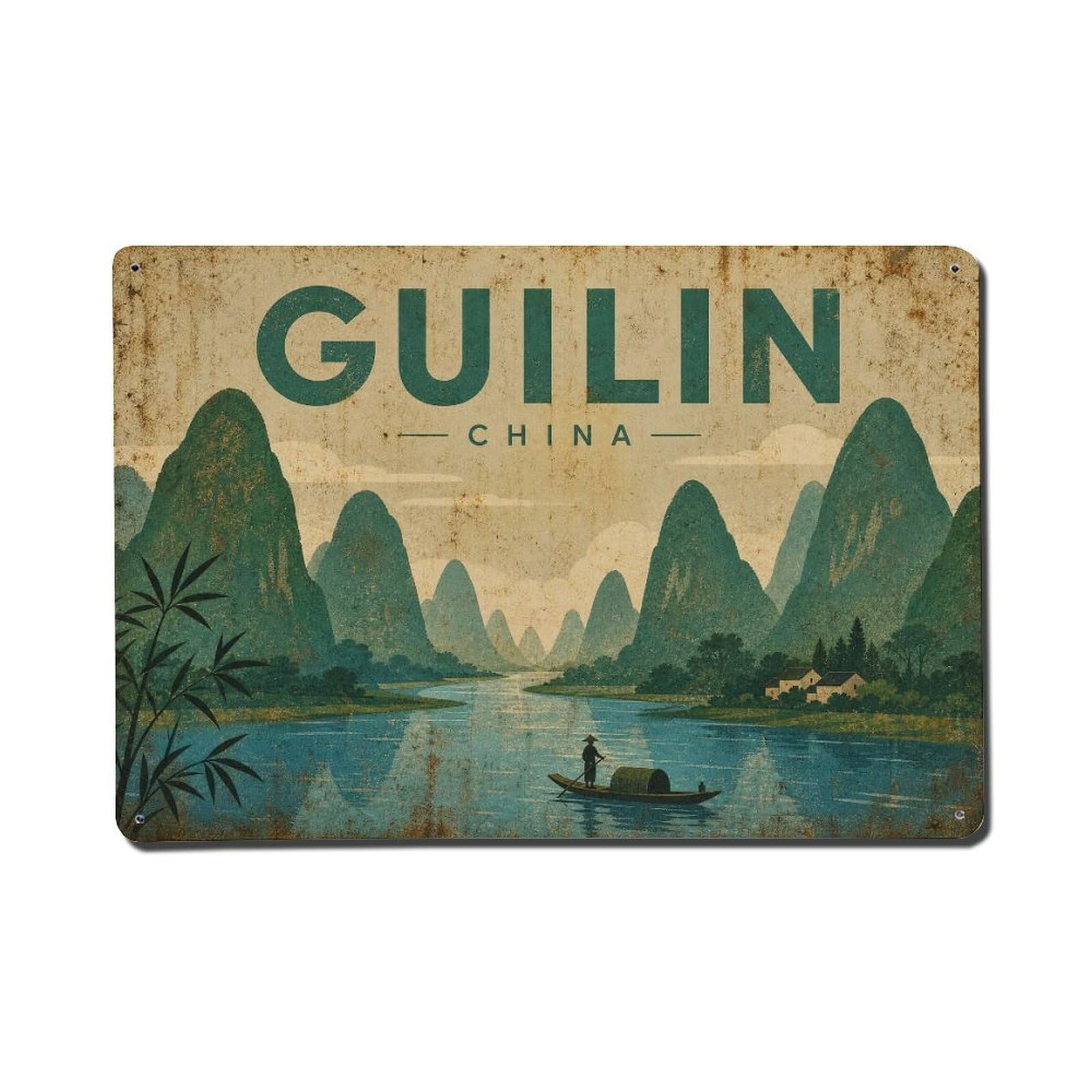 Huiyhb 8X12inch(20X30cm) Travel Vintage China Guilin Metal Tin Sign