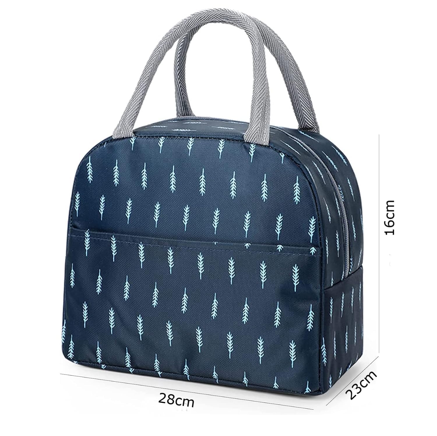 AOXITO Polyester Large Insulated Lunch Bag for Office Men, Women, Kids School, Travel Tiffin Bag Pouch, Hot & Cold Lunch Box Bags for Boys, and Girls (Blue Leaf) (Blue), 10 Liters 1