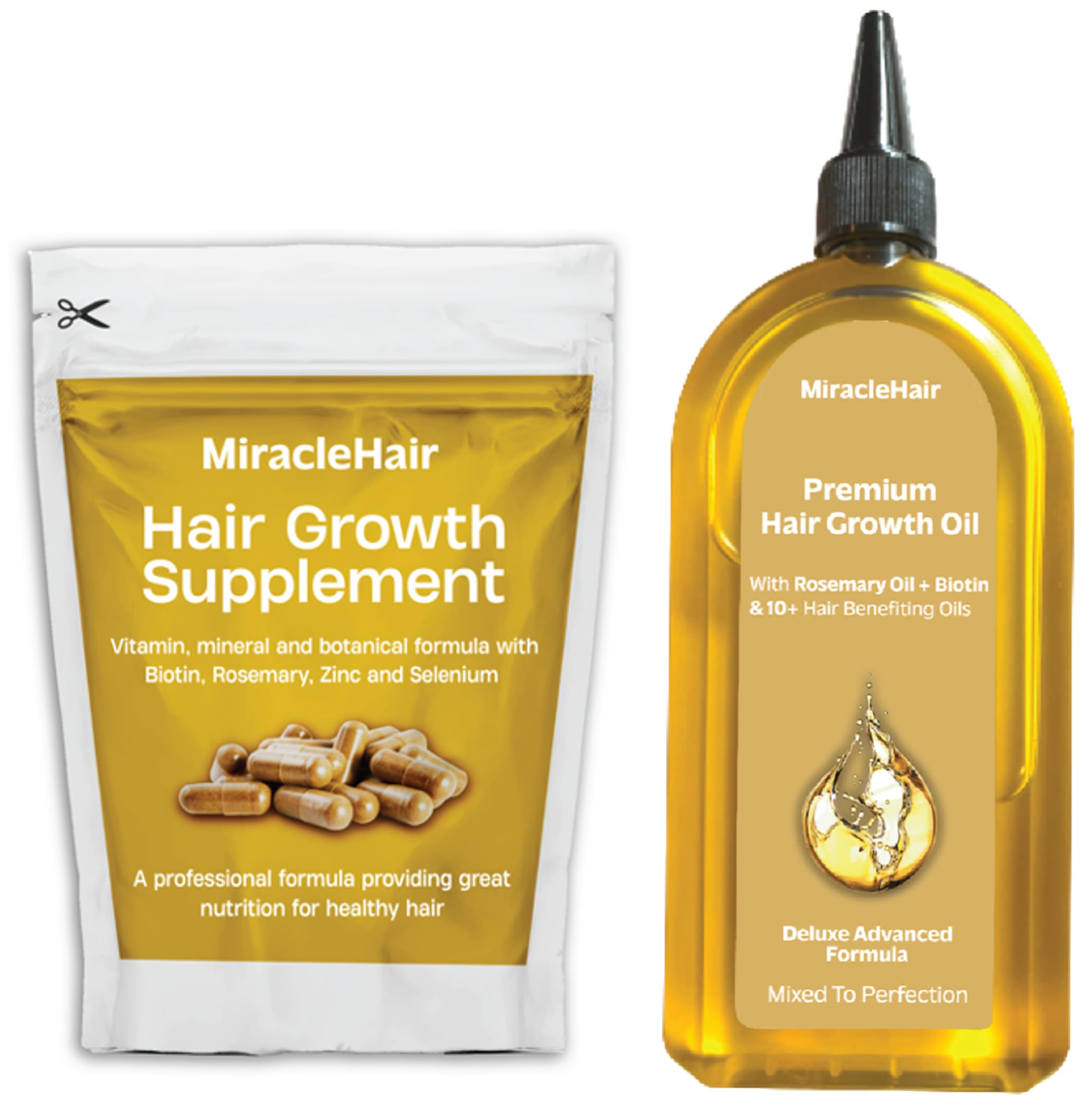 Premium Hair Growth Oil 170ml & Supplement Set – Enriched with 12 Natural Oils Including Rosemary & Biotin – Promotes Thicker, Healthier Hair – Vegan & Cruelty-Free – UK Brand