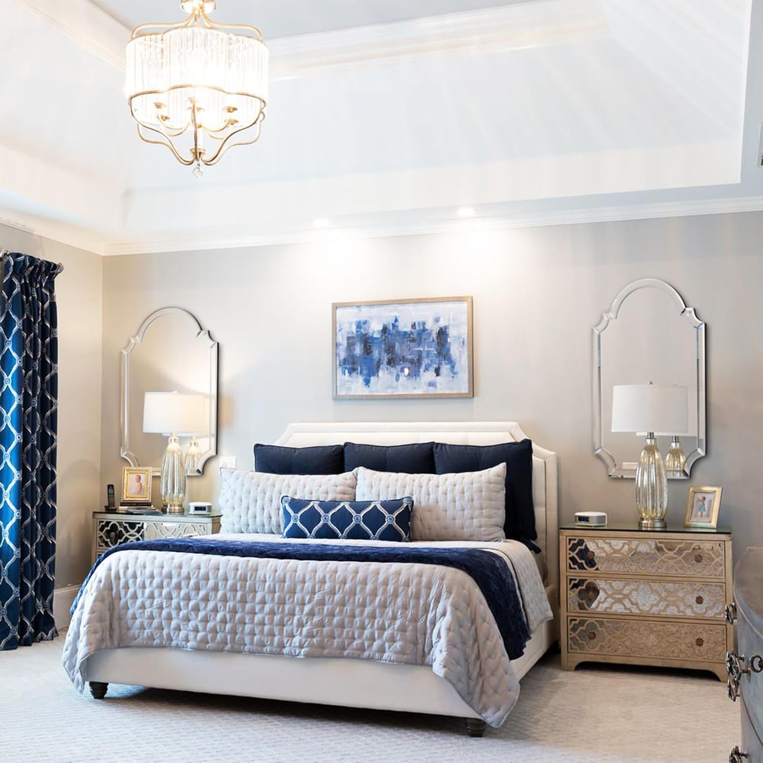 Chende 26" x 38" Arched Decorative Wall Mirror, Living Room Mirror for Decor with Glass Beveled Edge, Modern Bathroom Mirror Above Sink