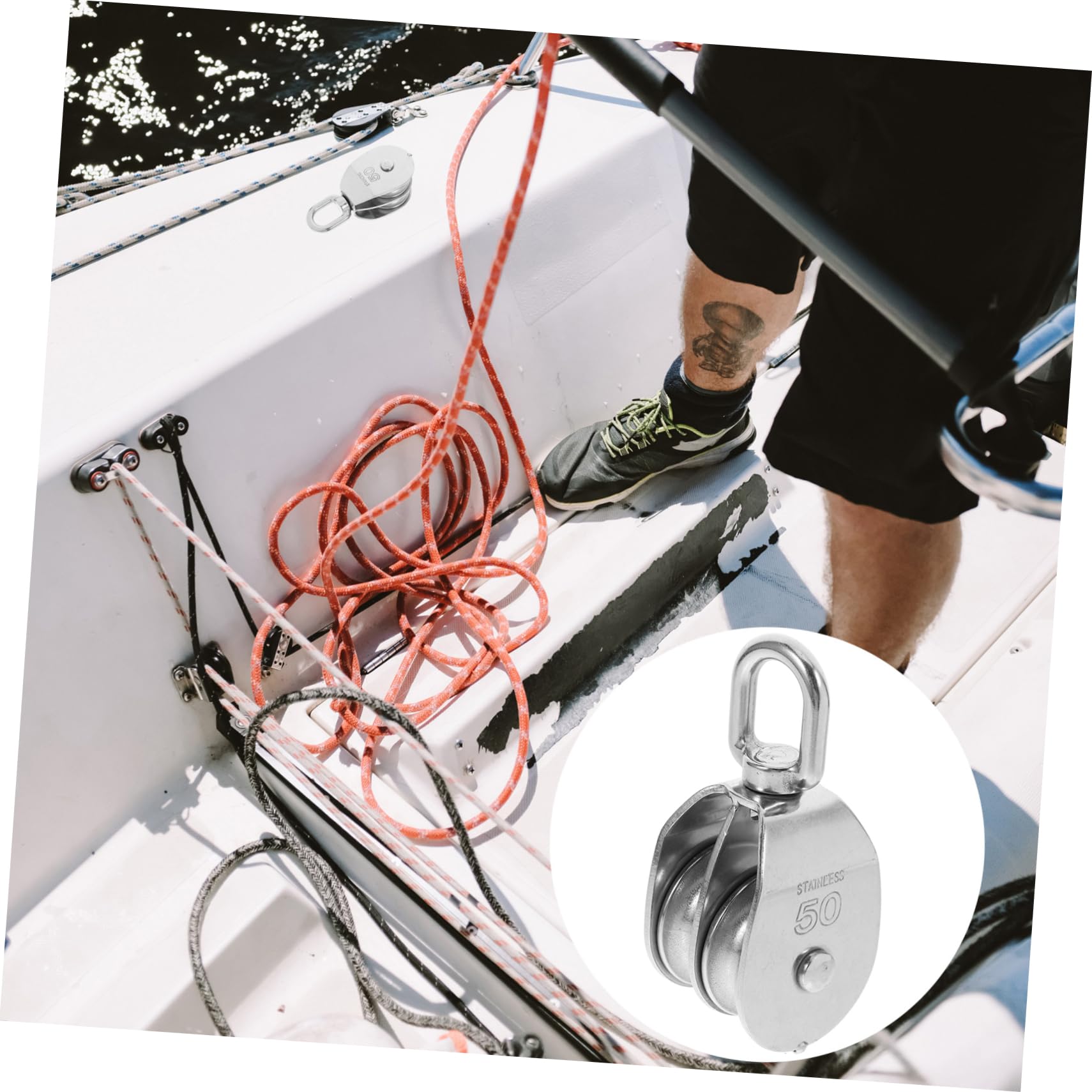 ULTECHNOVO 3 Pz Blocco Carrucola Regolabile Catena Tenditore Paranco Sollevamento Pesi Ruota Flessibile Puleggia Da Palestra Aste Portabandiera All'aperto Gancio Acciaio Inossidabile Silver