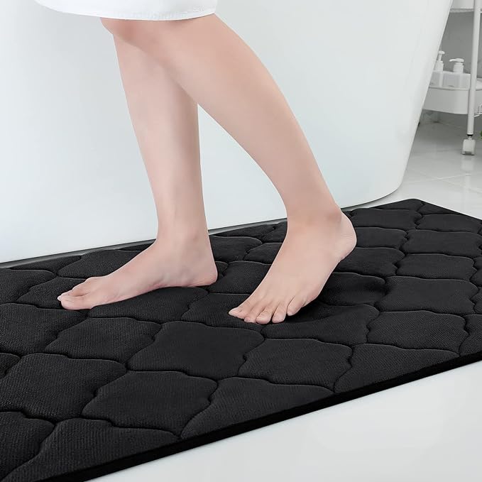 OLANLY memory foam bath mat carpet, large super soft anti slip absorbent bathroom carpet, machine washable and dry, comfortable, thick bath carpet carpet, suitable for bathroom floor, bathtub and show