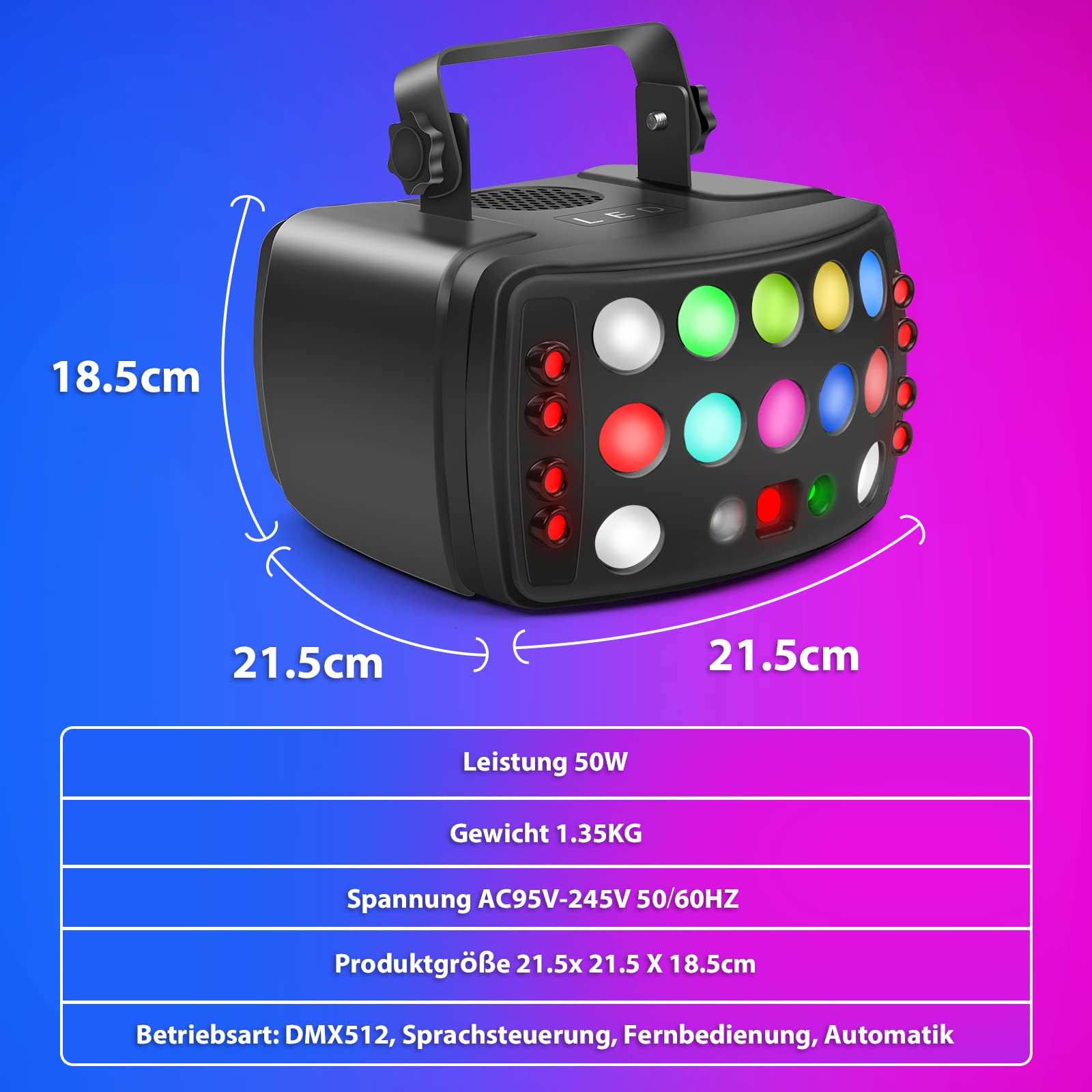 Discolicht Partylicht, DMX 512 Effektstrahler,LED RGB Licht DJ Projektor Musikgesteuert DJ Disco Lichter Für KTV Bar Familientreffen Hochzeit Geburtstag Halloween