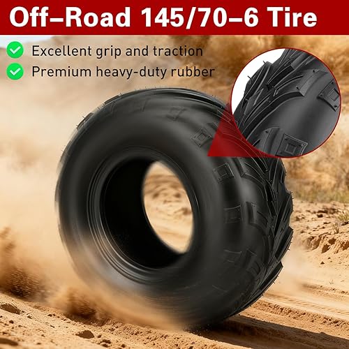 Miniatura 2 de 14570-6 Mini neumáticos para bicicleta, 145 70-6 sin cámara ATV Go Kart Street neumáticos de repuesto para Coleman CC100X B100 CT100U KT196 Baja