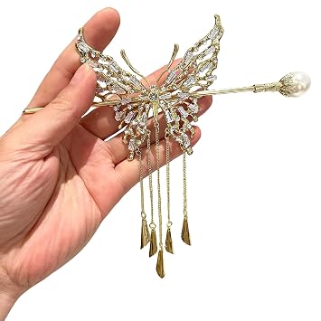 1 Pc Butterfly Hair sticks for buns,Hair pins for women,Buns and Updos with No Hair Damage,Metal French Pin Great Hold,Suitable for fine & thick hairgold US376 gold