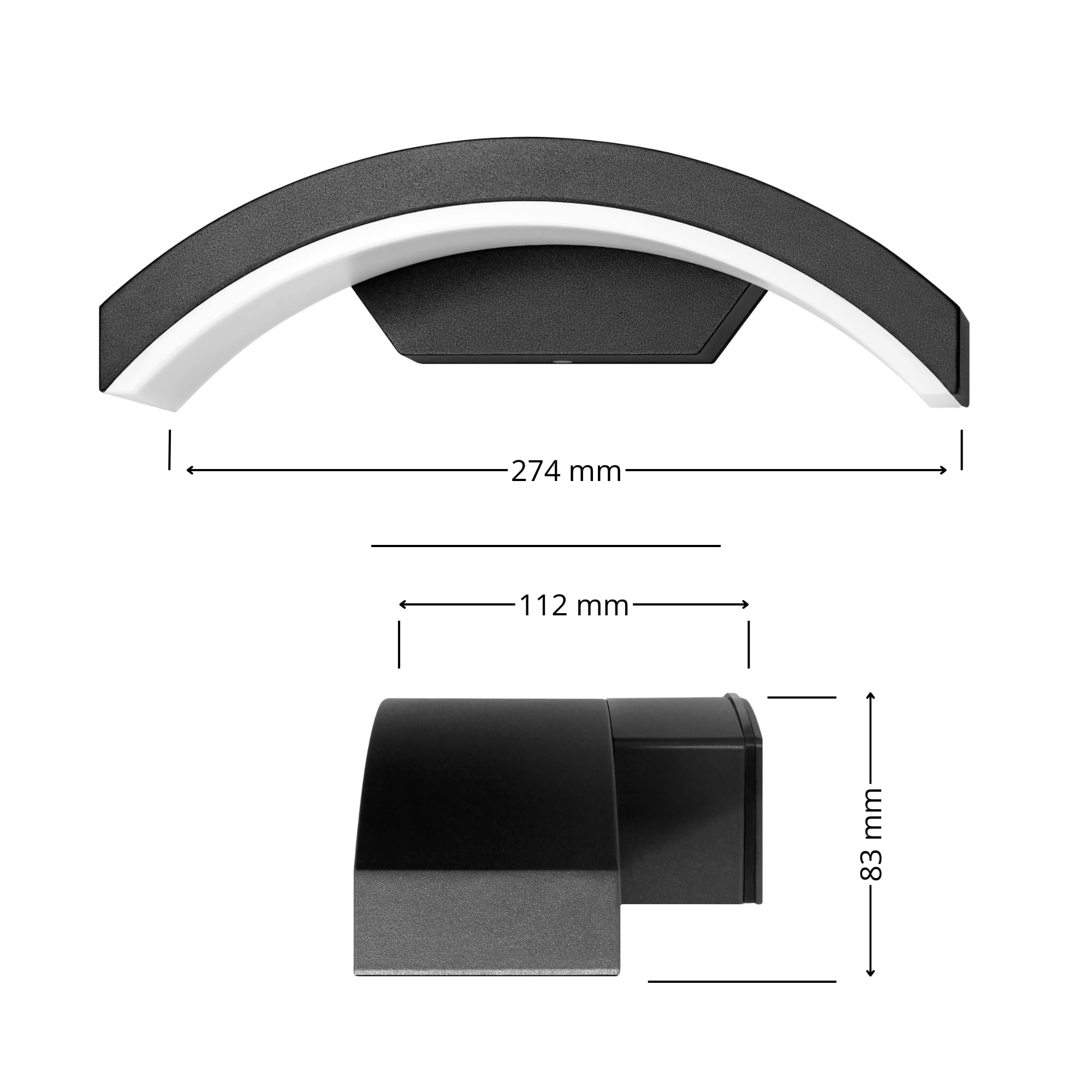 Lampa Ogrodowa LED 9W 700lm 4000K Idealna na Taras Balkon Podjazd Odporna na Warunki Atmosferyczne IP54 Kolor Czarny (bez czujnika ruchu)