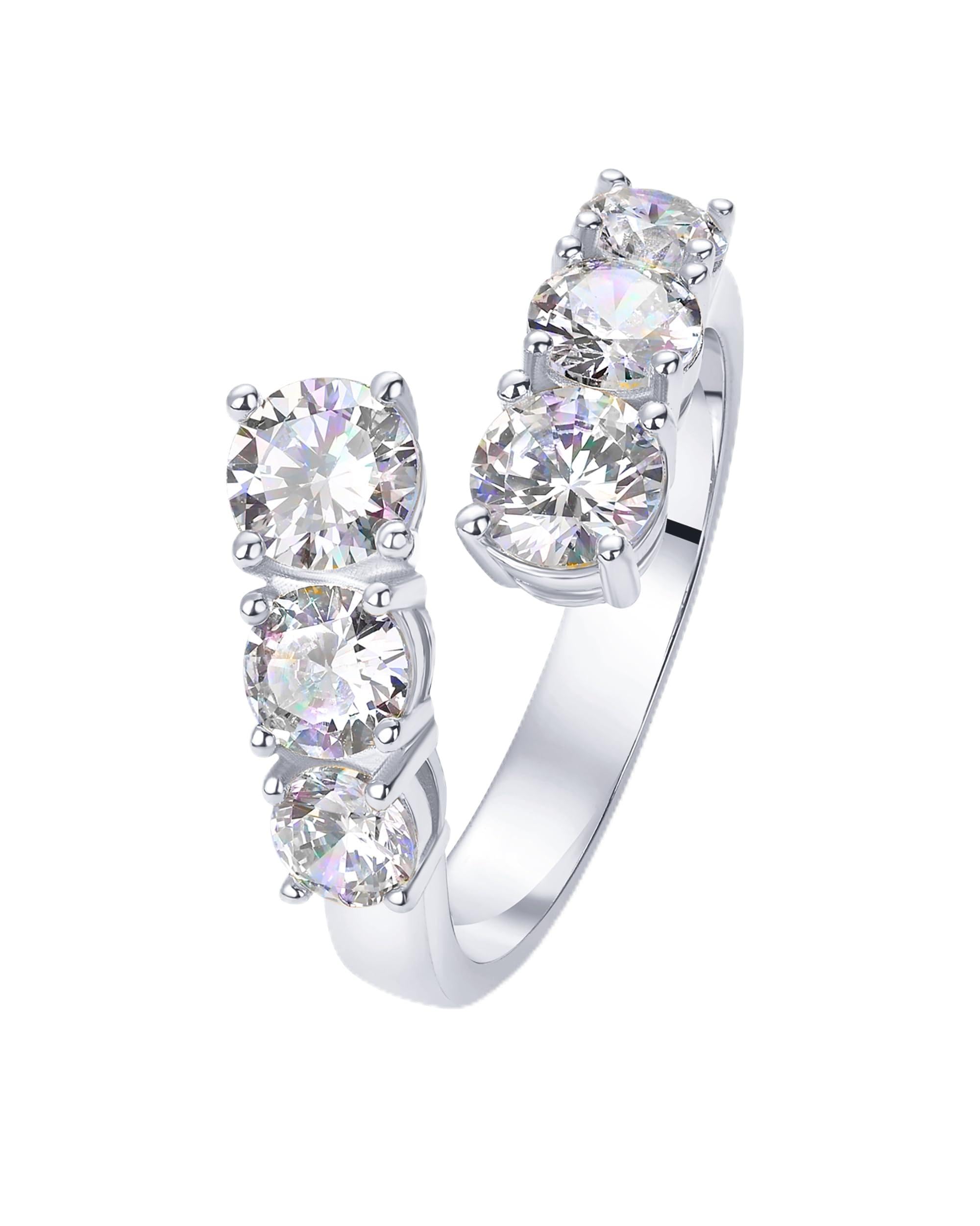 PAVOI 14K Gold Plated Cubic Zirconia Crossover Chunky Eternity Ring for Women | Open Twist Stackable Bands | CZ Statement Rings