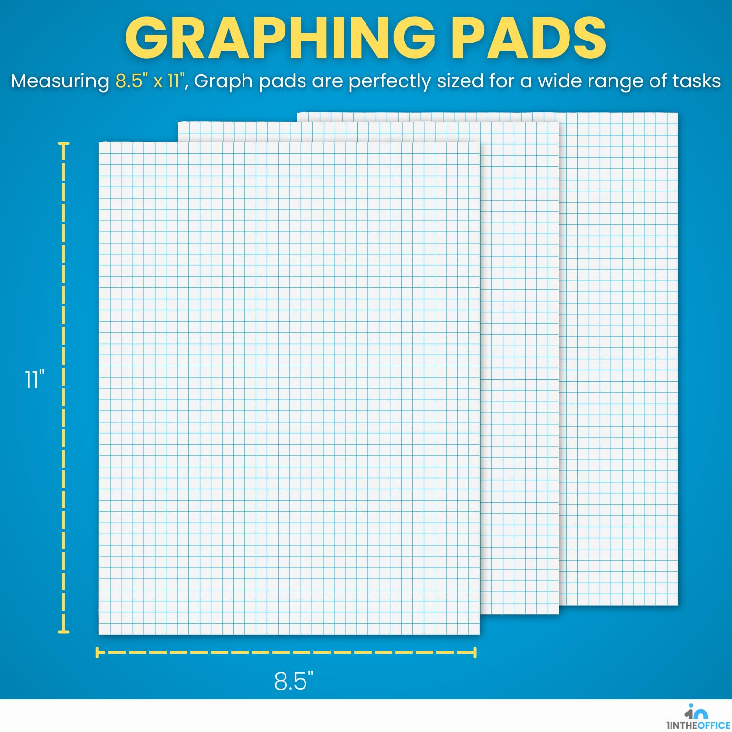 1InTheOffice Graph Pads, 21,6 x 27,9 cm, Quadrille Pad 8,5 x 11, 50 Blatt/Block, 6 Blöcke pro Packung
