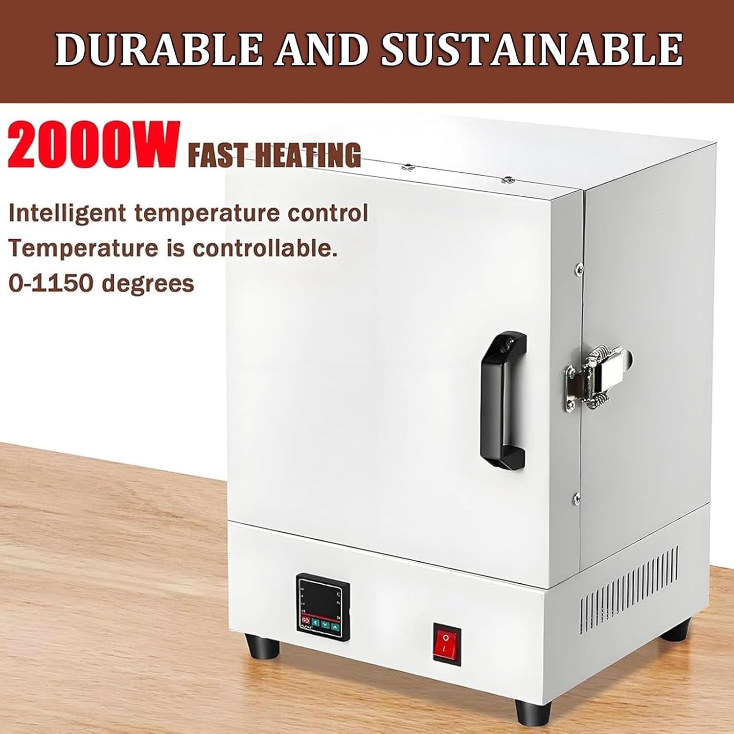 High-Temperature Muffle Furnace 110V 2KW - 1150℃ Laboratory Burnout Oven for Lost-Wax Casting, Ceramic Firing, Clay DIY, Metal Melting, Jewelry Making