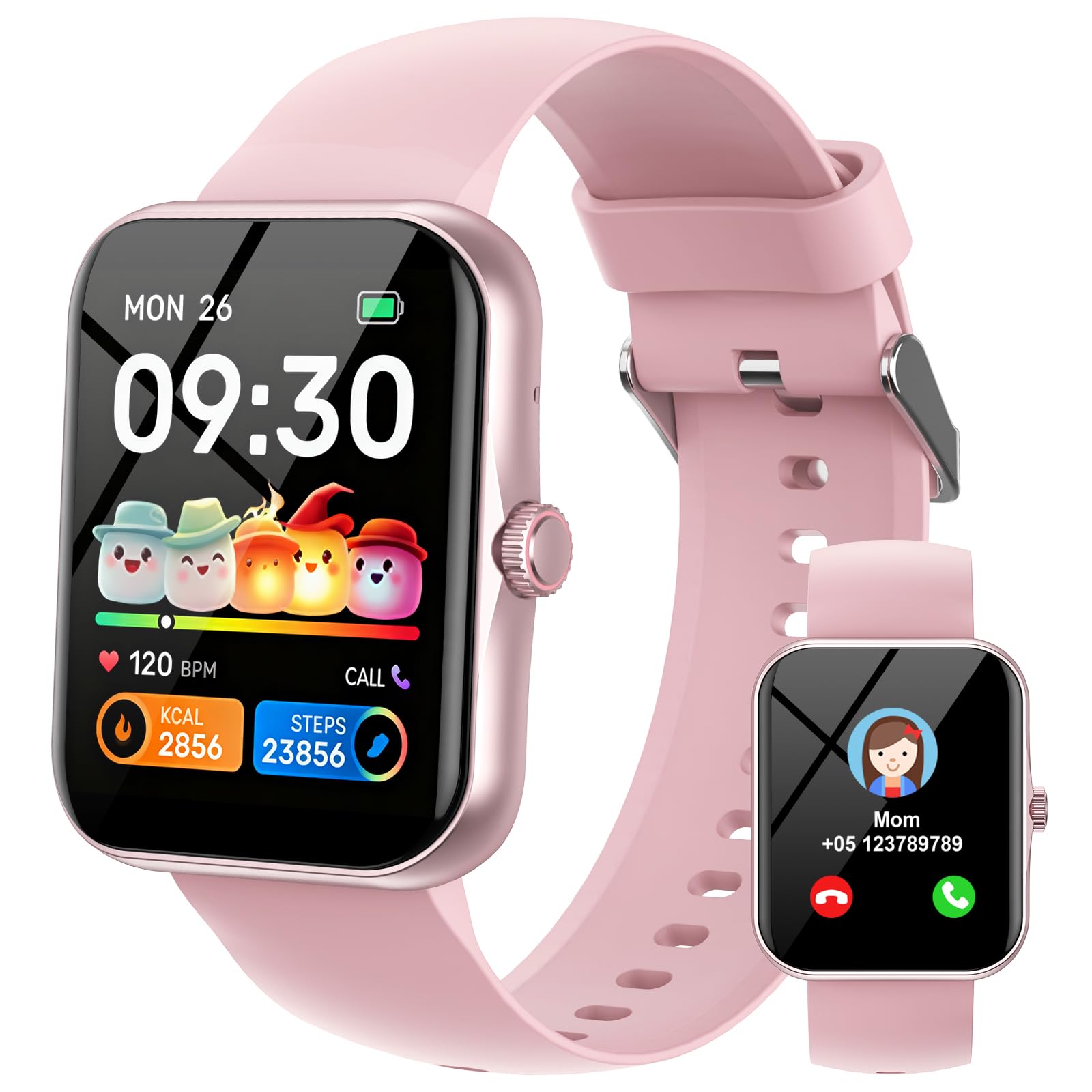 Smartwatch Bambini Fitness Tracker, 1.83" HD Orologio per Bambino Bambina con Frequenza Cardiaca Monitor del Sonno Resistente all'Acqua IP68, Smart Watch per Ragazza Ragazzo Ado 5-16 Anni Regalo, Rosa