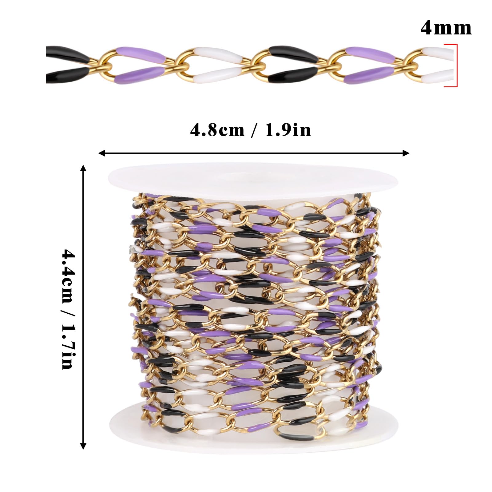 Catena smaltata colorata per la creazione di gioielli, in acciaio inox placcato oro 18 carati, catena a maglie smaltate per la creazione di gioielli fai da te