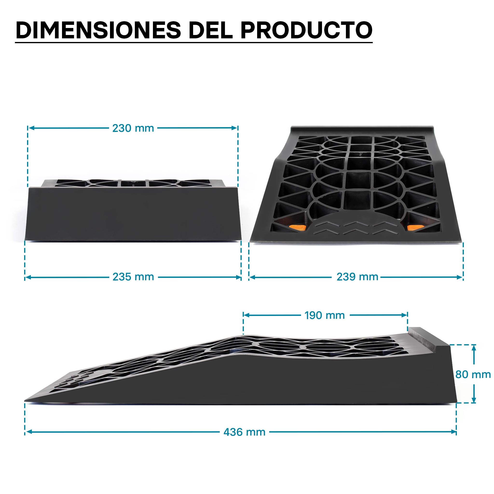 Wiltec Rampa de acceso extraplana hasta 3 toneladas 2 piezas de plástico para vehículos pesados
