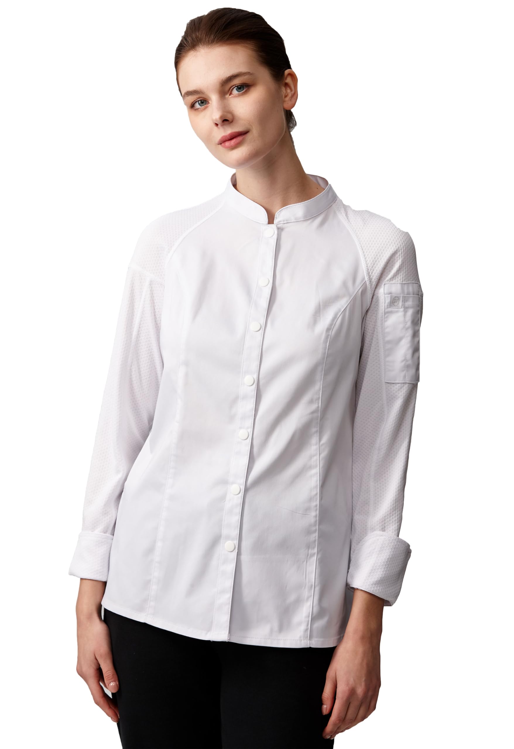 Giacca da Cuoco da Donna, Giacca da Cuoco Professionale Traspirante a Maniche Lunghe 29152W