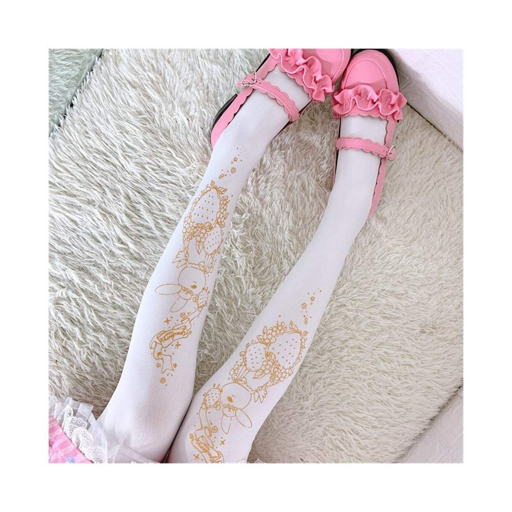 Chaussettes douces fille et collants fraise blancs taille unique