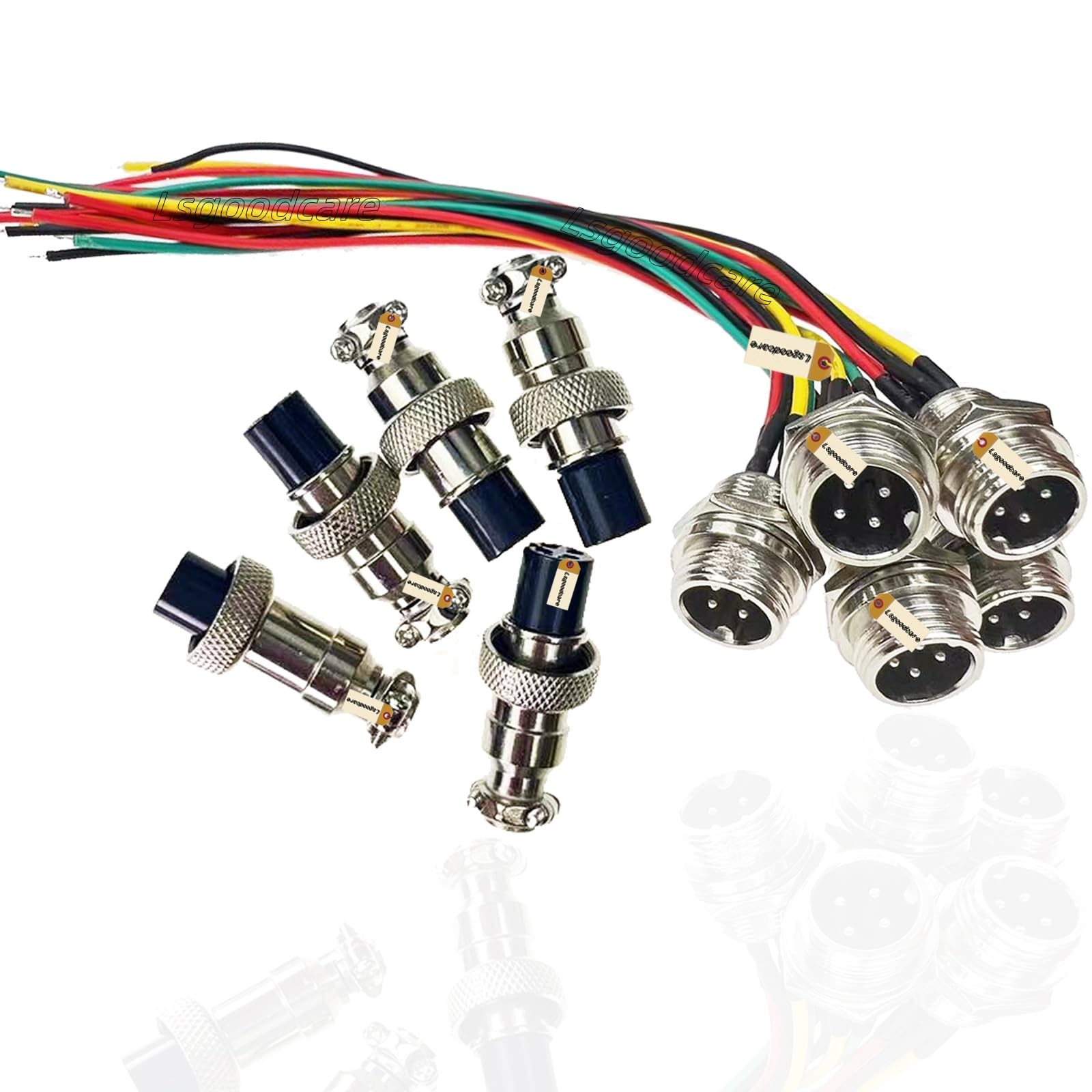 Lsgoodcare 5Pcs GX12-4pin Male Aviation Connector Power Electrical Terminal Socket with 7.87Inch Cable, 5Pcs 12MM 4Pin Din Female Aviation Wire Plug