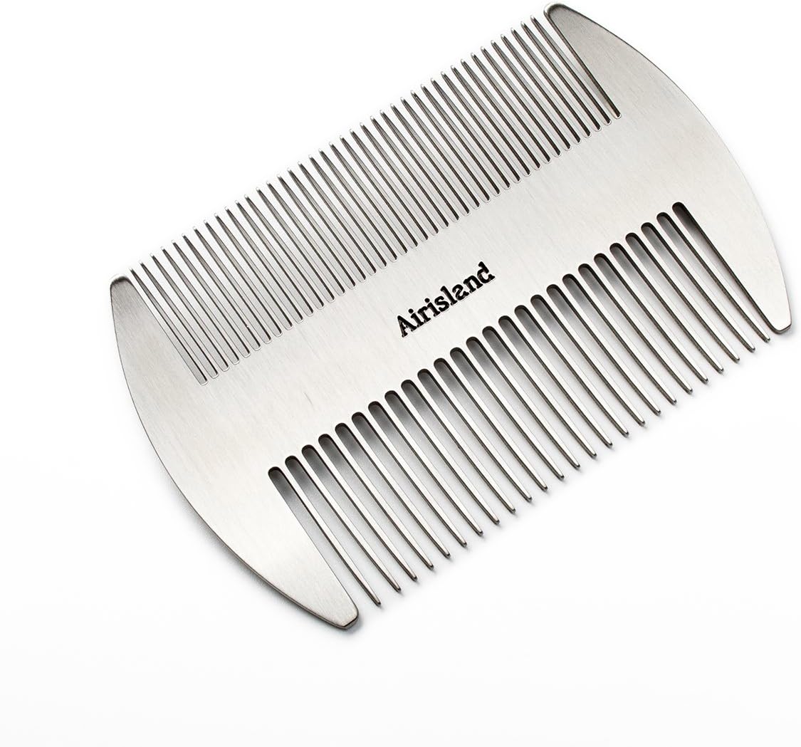 Dual Action Stainless Steel EDC Credit Card Size Wallet Comb - Anti-Static Hair and Beard Comb for Men