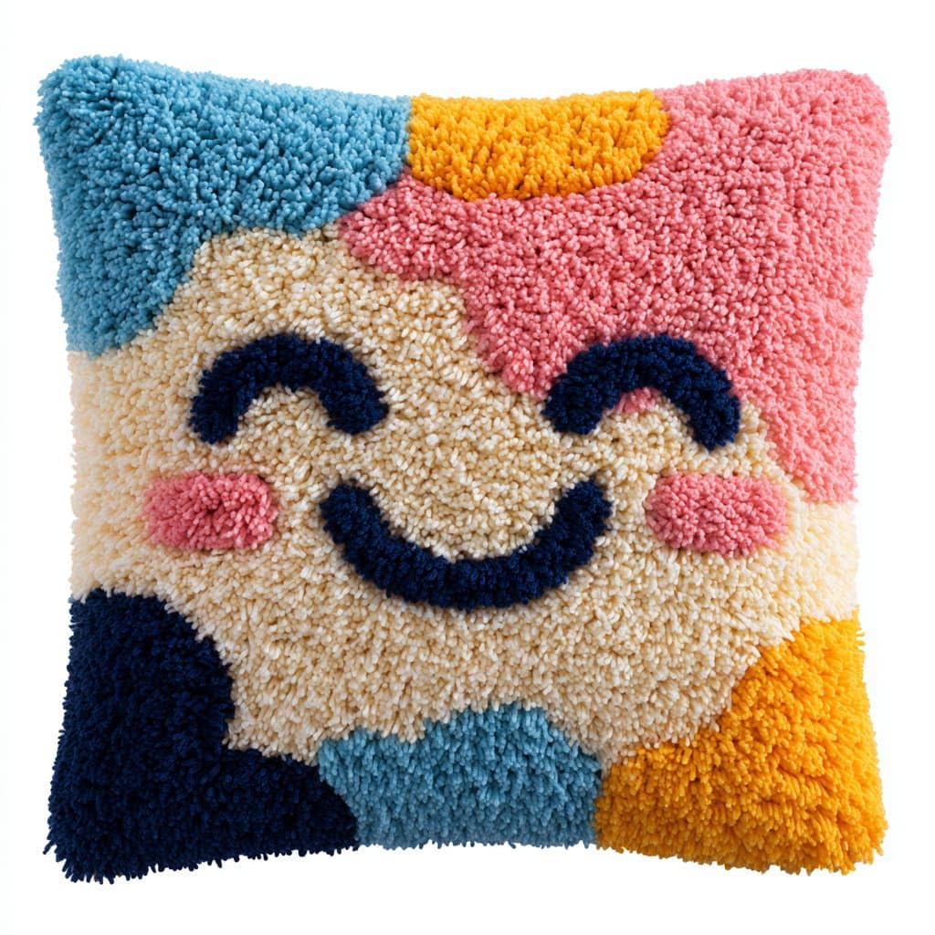 WallustrioaW Latch Hook Cushion Pillow Cover kit for Adults,Smiley face