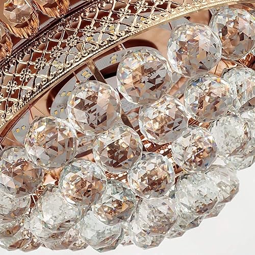 Miniatura 4 de RuiWing Fandelier - Ventilador de techo de cristal con luces y mando a distancia, ventilador dorado LED 3 ajustes de luz moderna invisible retráctil