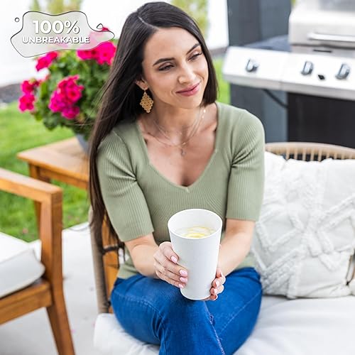 Miniatura 5 de Grow Forward Vasos de paja de trigo prémium  Vasos de plástico duro irrompibles sin BPA de 20 onzas  Vasos de plástico ligero reutilizables para