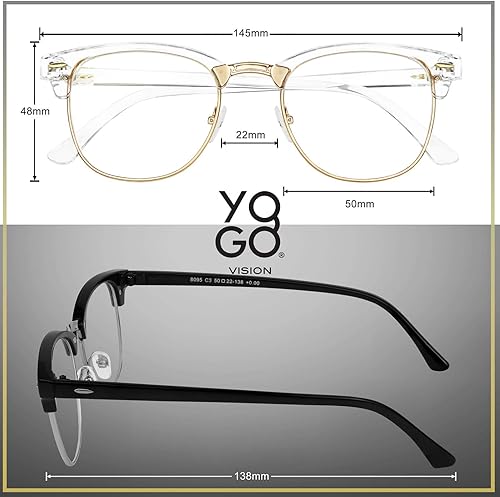 Miniatura 4 de Gafas de luz azul para hombres y mujeres, lentes de computadora de media montura sin montura para computadora, paquete de 2