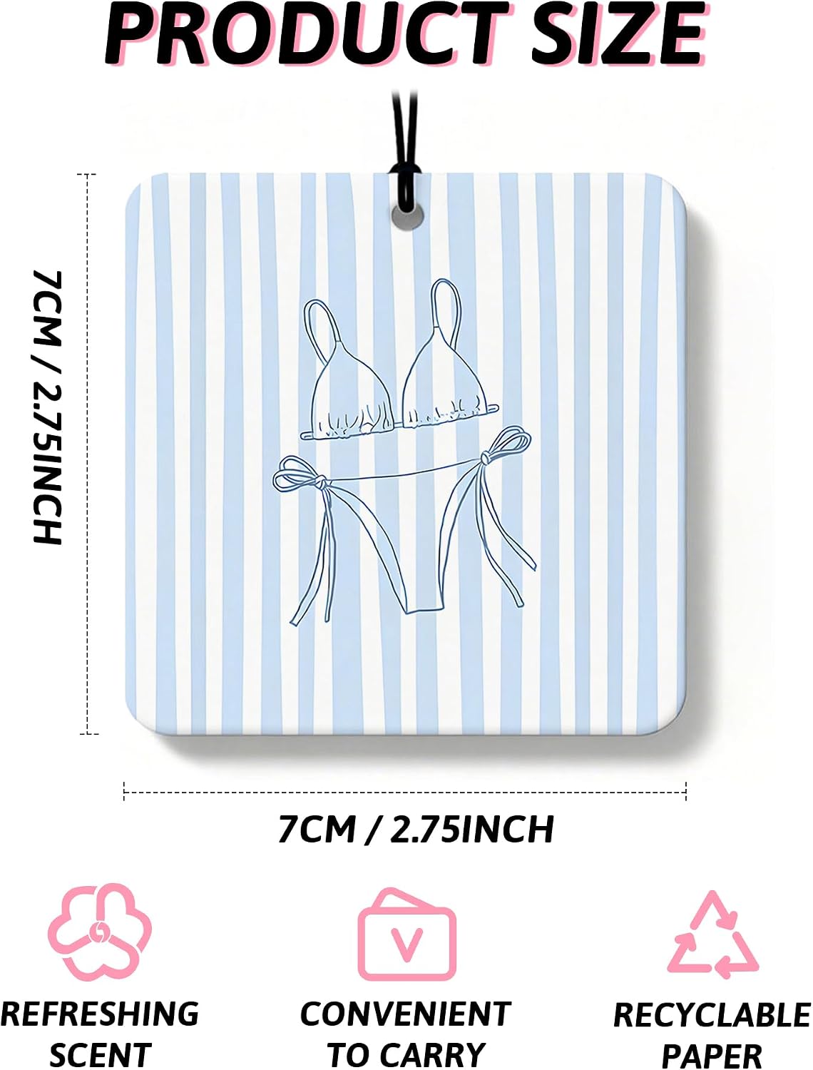 Blue Summer Beach Orange Car Air Freshener 4 Pcs, Coastal Tropical Bikini Starfish Palm Tree Square Hanging Air Freshener for Closet Drawer Books, Beachy Car Accessories Mirror Decor for Women image 2