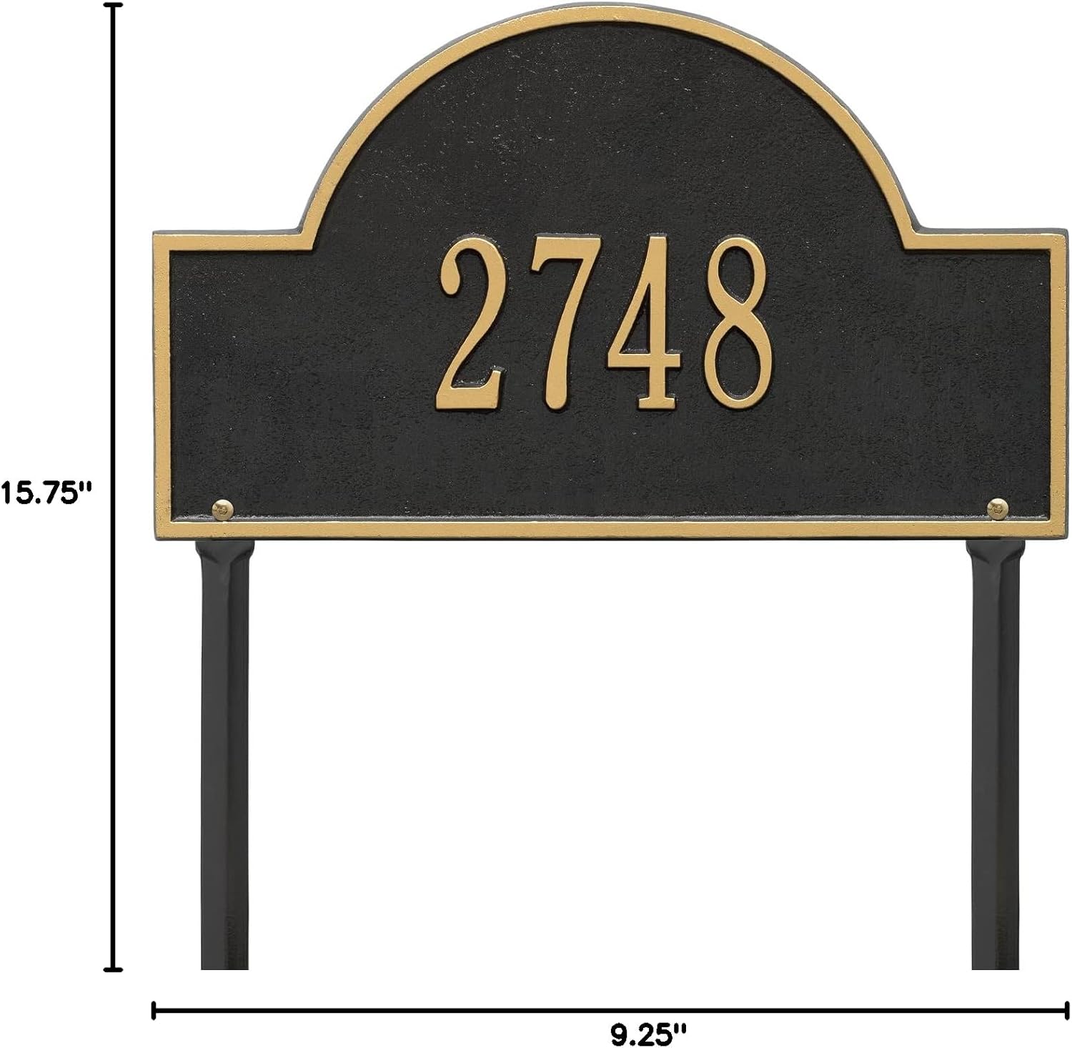 Comfort House Personalized Cast Metal Address Plaque - House Number, Standard Size, Lawn Yard Stake Mount # J0343L1