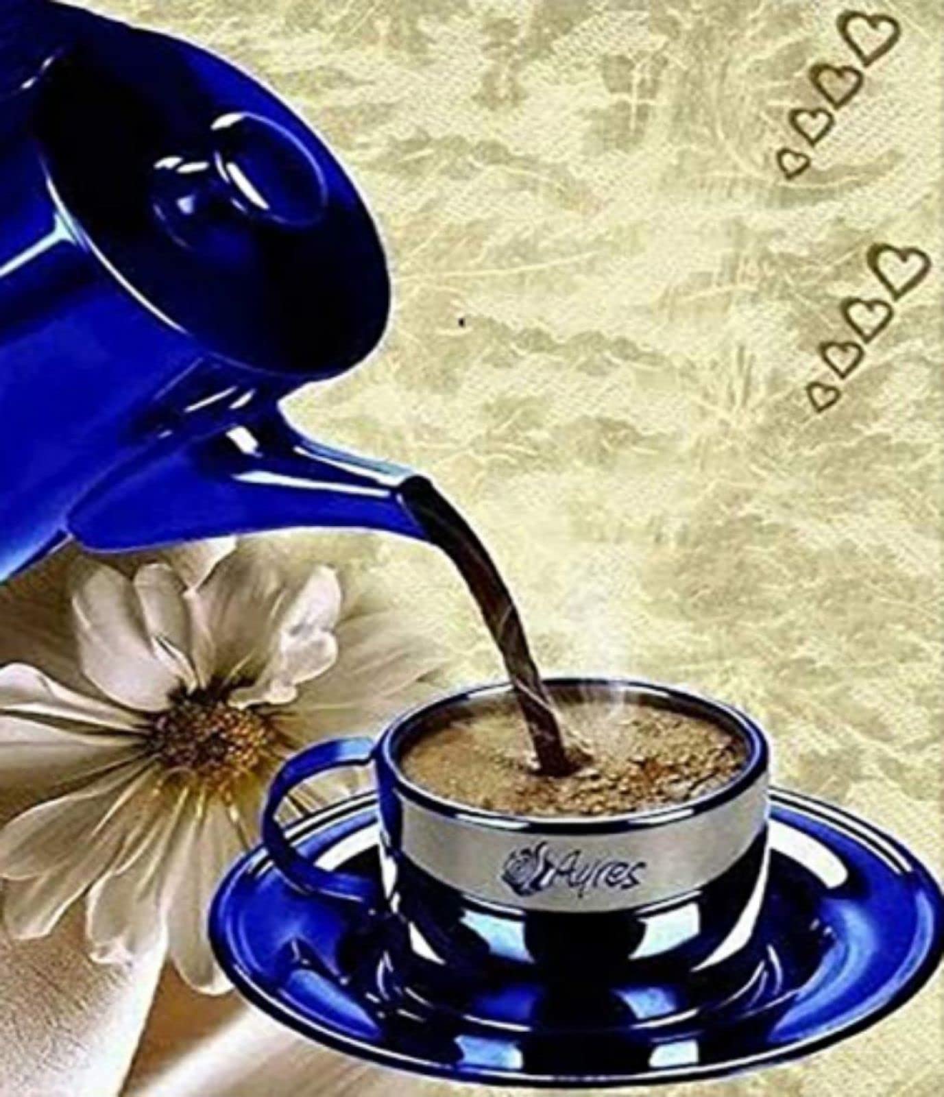 Kit Broderie Point De Croix Pré-Imprimé OWN4B - Motif Livre Et Café 11 CT 46x43,9 Cm
