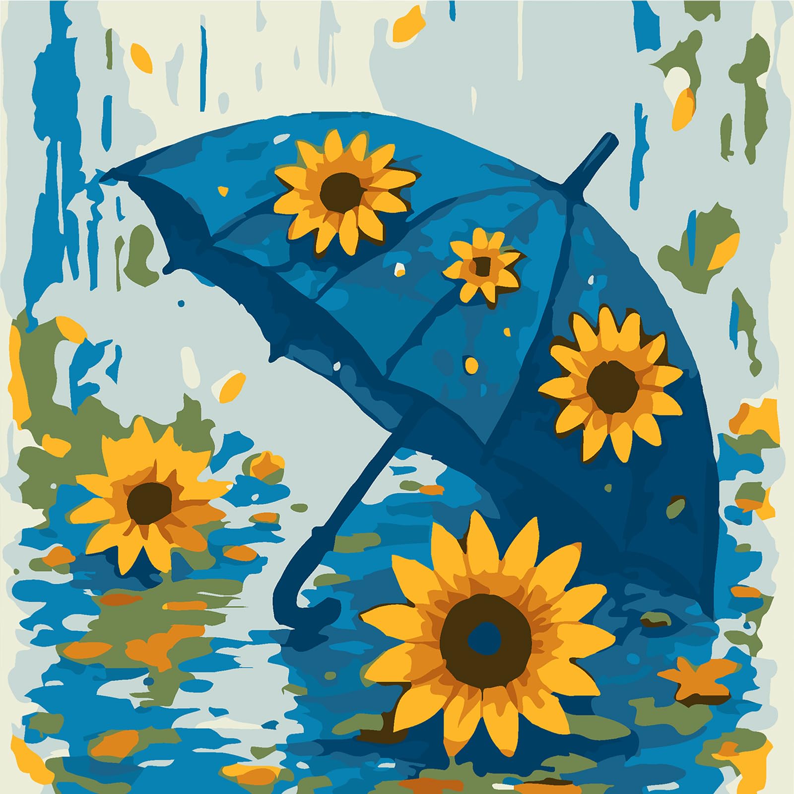 Umbrella DIY Paint By Numbers Kit on Canvas 20x20cm with Frame Paint by Numbers Kits Drawing Paintwork for Beginners Adults Gift Home Wall Decor