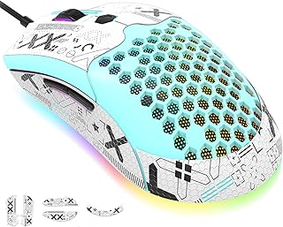KUIYN 383 PRO M5 Ultralight Wired Gaming Mouse, Lightweight Honeycomb Shell, Pixart PAW3325, 6 Adjustable DPI 12000, 26 RGB Breathing Backlit Mice, 65g, USB Optical Model O Mice for Win11/Xbox/PS/Mac