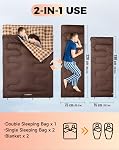 KingCamp Double Sleeping Bag for Adults, Queen Size 2 Person XXL Flannel Sleeping Bag, Waterproof Lightweight Flannel Quilt with 2 Pillows, Perfect for Couples Family Camping Hiking