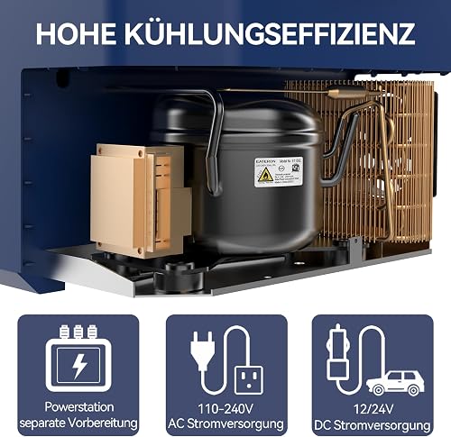 BINGI Glacière Electrique Voiture 30L à Compression avec Refroidissement Rapide - Réfrigérateur Portable Jusqu‘à -18°C, 12V/24V/220V, Pour Camping-Car, Van, Camion, Bateau, Voiture, Maison, Camping - 5