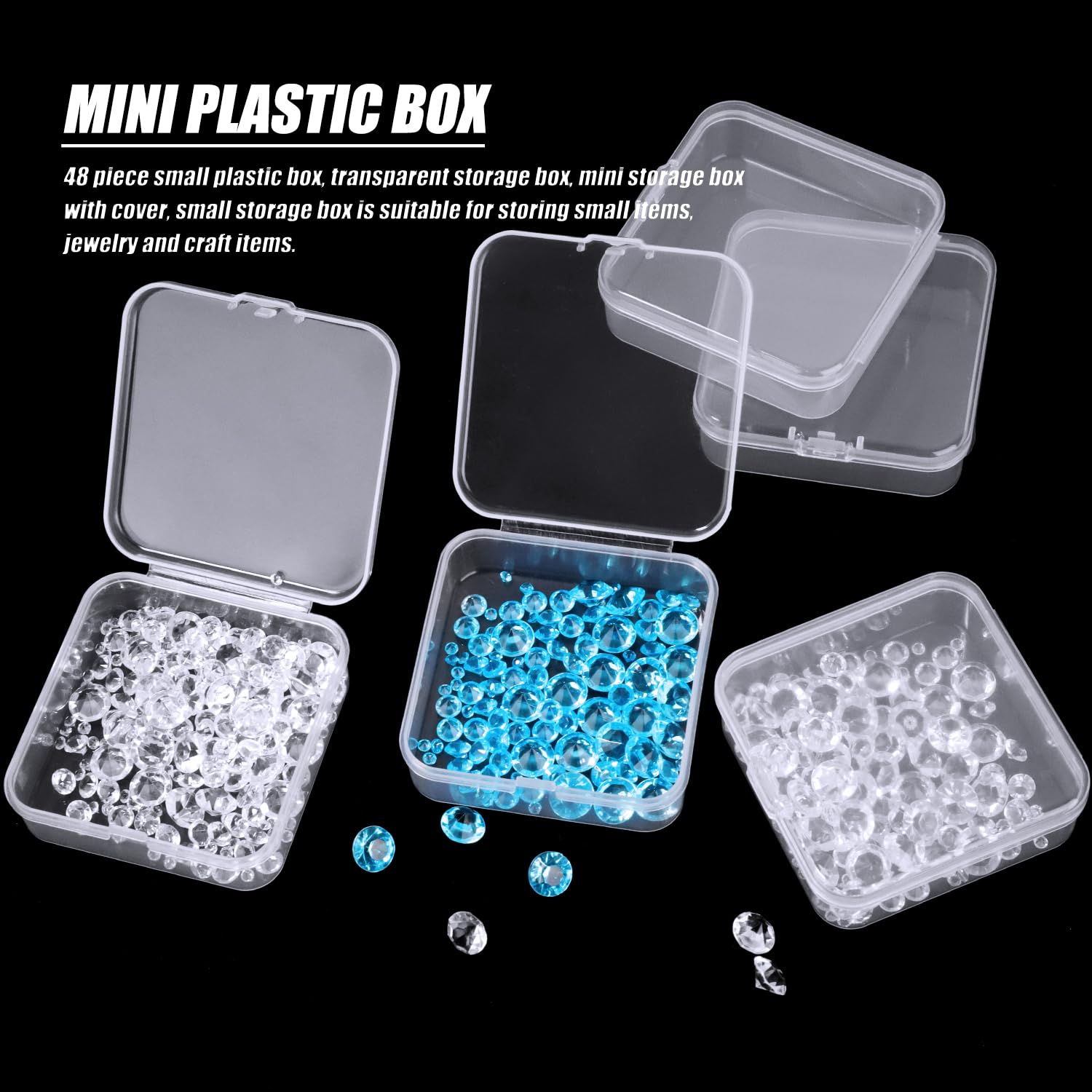 24 Pezzi Scatole Plastica con Coperchio Piccole, 6.5x6.5x2cm Piccole Scatole Plastica Trasparente, Mini Scatola Porta Oggetti per Pillole Perline Gioielli e Oggetti Artigianali