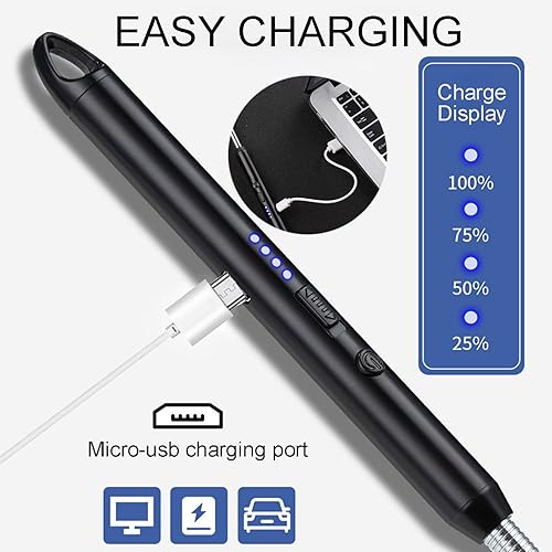 Miniatura 6 de Encendedor eléctrico, encendedor eléctrico de arco para cocina, encendedores recargables por USB, cuello largo giratorio de 360, resistente al