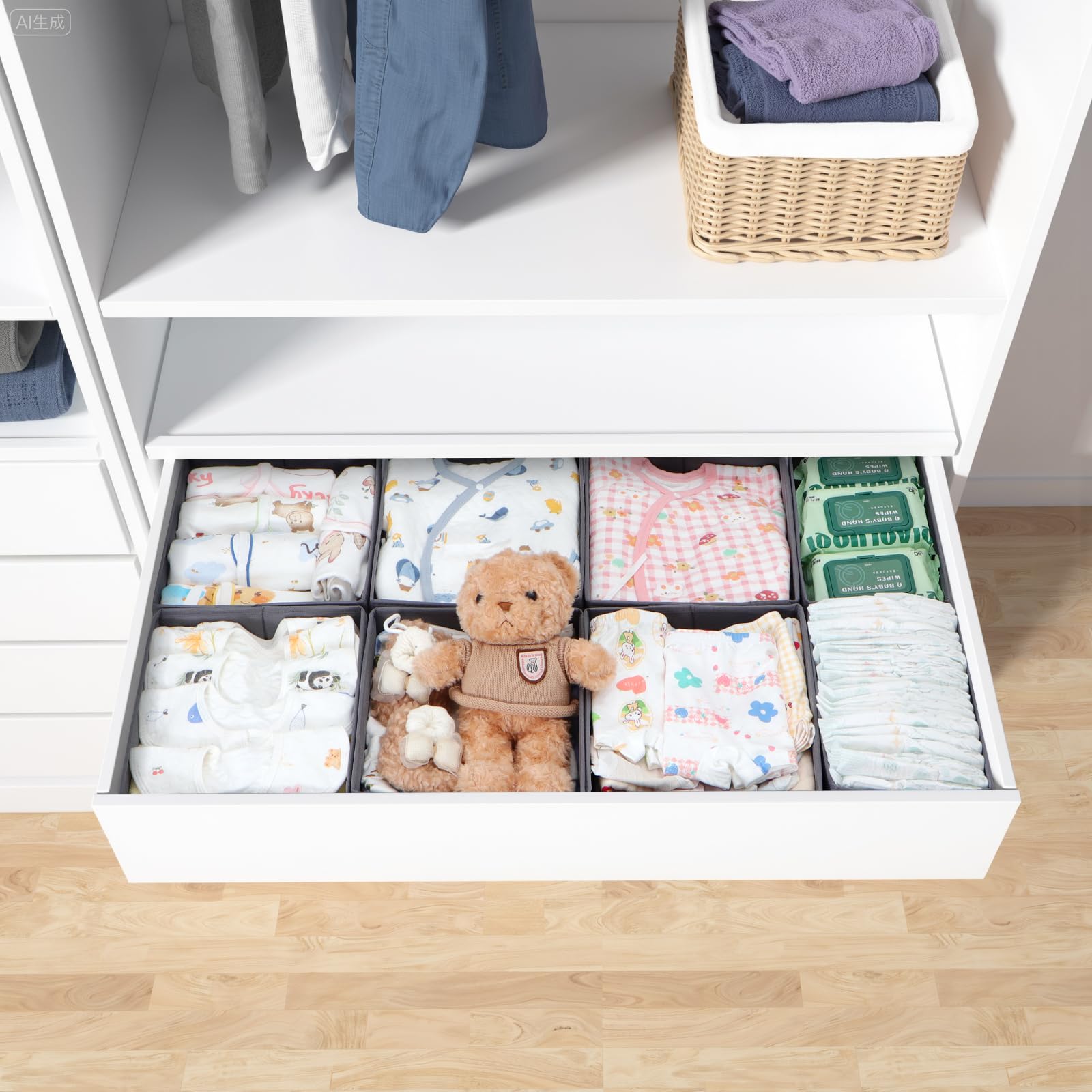 Juego de 16 cajones organizadores compatibles con armario PAX 100 x 58 cm, cajas de tela plegables con base estable para ropa, color gris