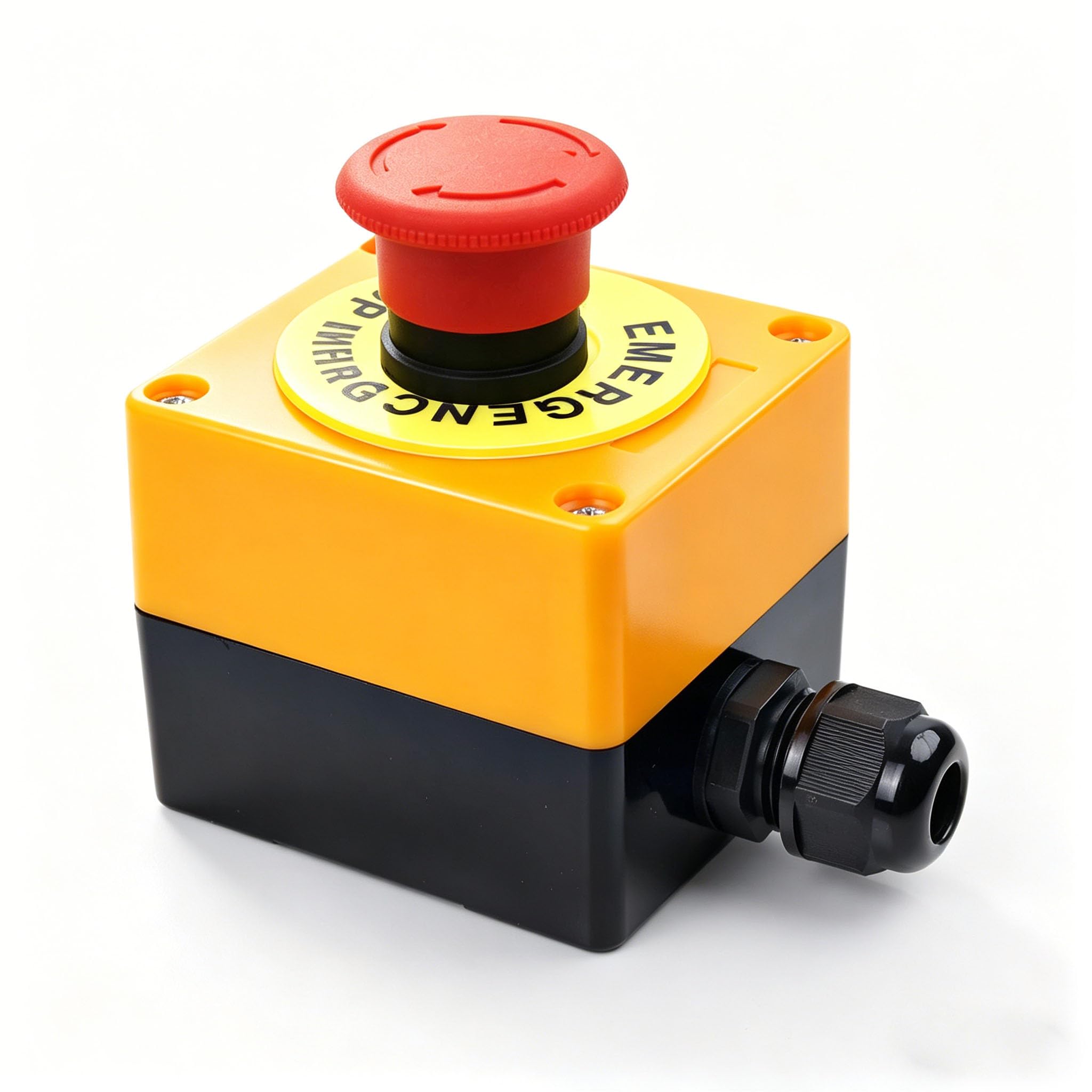 22mm Red Emergency Mushroom Switch Station Box AC 660V 10A 1NC 1NO Stop Push Button Switch Box with Emergency Stop Sign